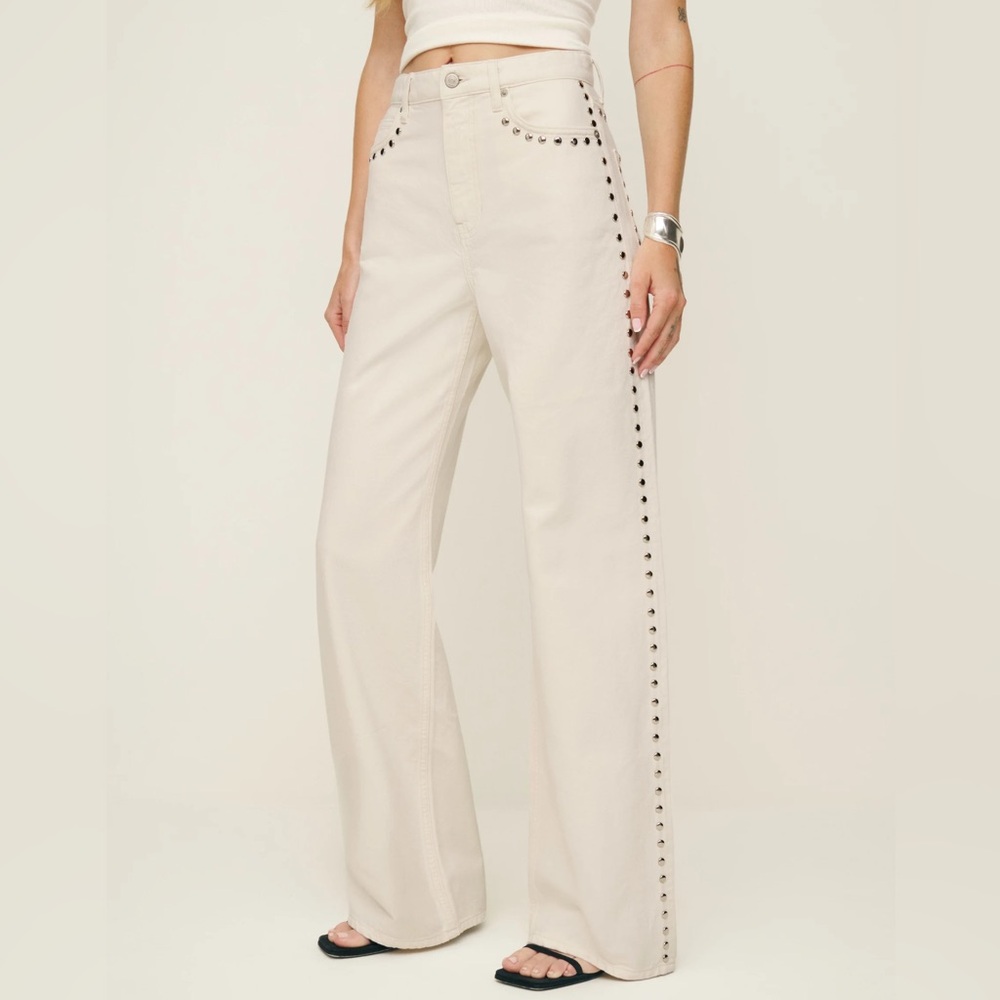 Reformation Cary Studded Western Jeans Cream 24